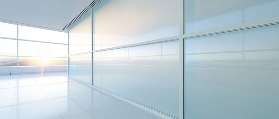 Obraz premium A large, empty room with a white wall and a window