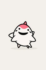  A cartoon character with a pink nose and a black nose, and a white body  Against a white background