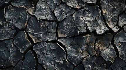 Vintage themed background of cracked black asphalt texture