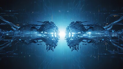 Futuristic technology, artificial intelligence, robots and
information space