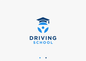 driving school logo design vector silhouette illustration