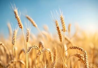 Fototapeta premium Golden Wheat Field Under Blue Sky