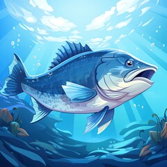 Fototapeta premium Geometric Design: Walleye Fish Illustration in Blocky Shapes