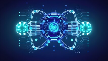 Obraz premium Futuristic technology, artificial intelligence, robots and information space