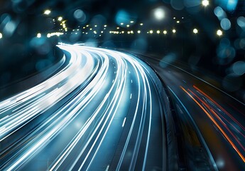 Abstract Light Trails on Urban Highway at Night