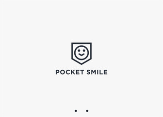 pocket with smile logo design vector silhouette illustration