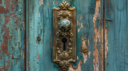 Fototapeta premium Antique doorknob with keyholes
