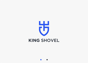 Obraz premium shovel with crown logo design vector silhouette illustration