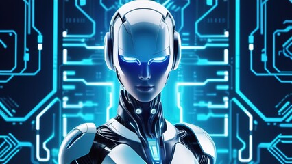 Futuristic technology, artificial intelligence, robots and
information space
