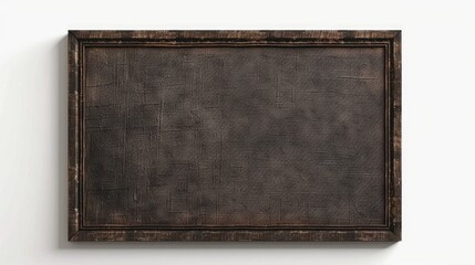 Fototapeta premium Vintage slim dark brown frame around canvas isolated on white background