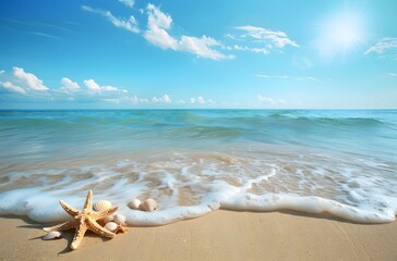 Seashells And Starfish On Tropical Beach