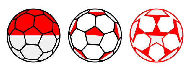 Obraz premium set soccer ball Indonesia flag icon. football nation symbol design vector illustration