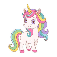 A colorful unicorn with a rainbow mane © MariiaMart