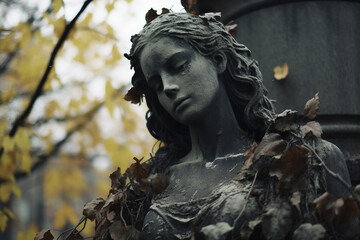AI generated image of a statue at the cemetery