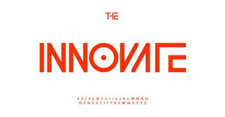 Innovative progressive alphabet with sleek geometric letters in cutting-edge tech-savvy style for modern futuristic typographic design, sci-fi headlines and logos. Contemporary vector typeset