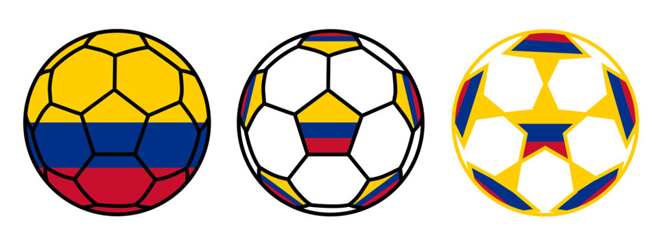 set soccer ball Colombia flag icon. football nation symbol design vector illustration