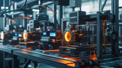 Fototapeta premium 3D printing industrial working at factory. Technology Industry concept.