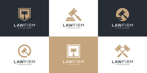 Set of hammer symbol for law firm logo design inspiration.