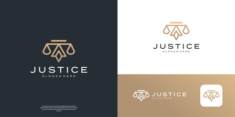 Minimalist scale justice logo design inspiration.