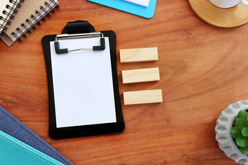 Top view image of empty notebook on table