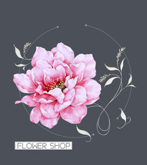 Flowers watercolor illustration.Manual composition.Big Set watercolor elements，Design for textile, wallpapers，Element for design,Greeting card