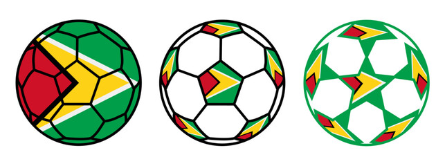 set soccer ball Guyana flag icon. football nation symbol design vector illustration