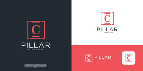 Pillar law firm logo icon vector. Letter C logo design symbol lawyer elements.
