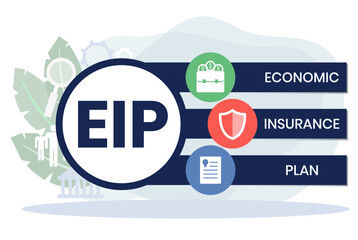 EIP economic insurance plan acronym. business concept background. Vector illustration for website banner, marketing materials, business presentation