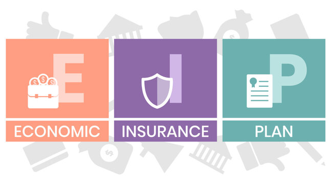 EIP economic insurance plan acronym. business concept background. Vector illustration for website banner, marketing materials, business presentation