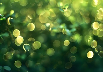 Fototapeta premium Dreamy Green Bokeh Lights Background