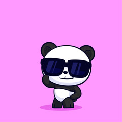 Cute Cartoon Panda ear sunglasses Illustration