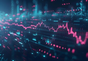 Obraz premium Dynamic Stock Market Graph with Interactive Digital Display