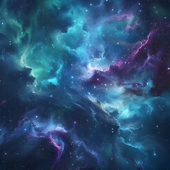 Obraz premium Cosmic Nebulae Background: Blue, Purple, Green