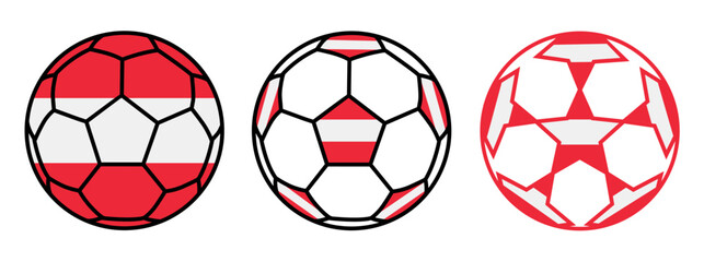 set soccer ball Austria flag icon. football nation symbol design vector illustration