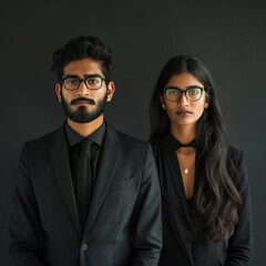 indian businessman and businesswoman standing together