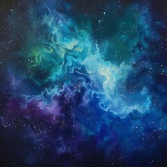 Obraz premium Cosmic Nebula with Blue, Purple, and Green Hues