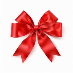 Fototapeta premium Red Bow on White Background