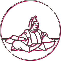 カラーシャドウ円形百人一首　謙徳公