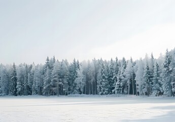 Snowy Winter Forest Landscape in Finland