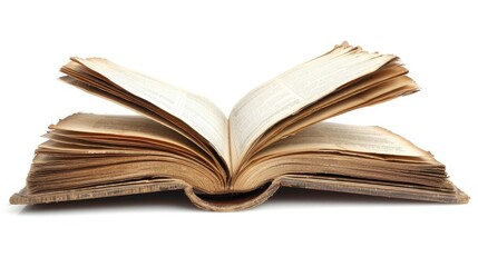 Fototapeta premium Close up of an open book on a white background