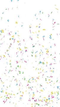 中心から・左右から弾け飛ぶ　カラフルな紙吹雪　背景白　縦 Happy Series:Colorful confetti flying from the center and sides on a white background