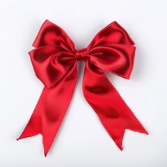 Red Bow on White Background