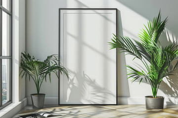 Fototapeta premium The blank frame on the wall