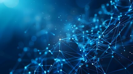 Fototapeta premium Abstract Blue Low Poly Network Connections Background