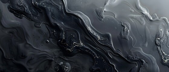 Fototapeta premium Abstract Black Marble Texture With Fluid Art
