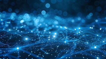 Obraz premium Abstract Blue Network Background With Glowing Connections