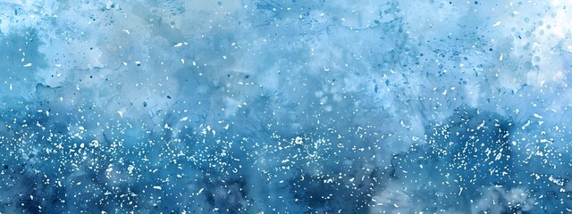 Obraz premium Abstract Blue Watercolor Background with Snow