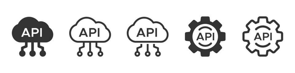 Cloud API icon set. Application Programming Interface vector illustrations