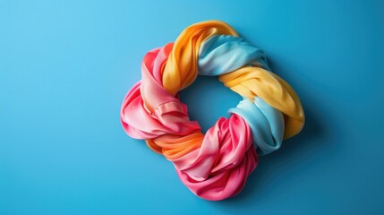 Vibrant hair tie against blue backdrop