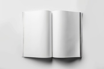 This mockup shows an opened white square book against a white background.